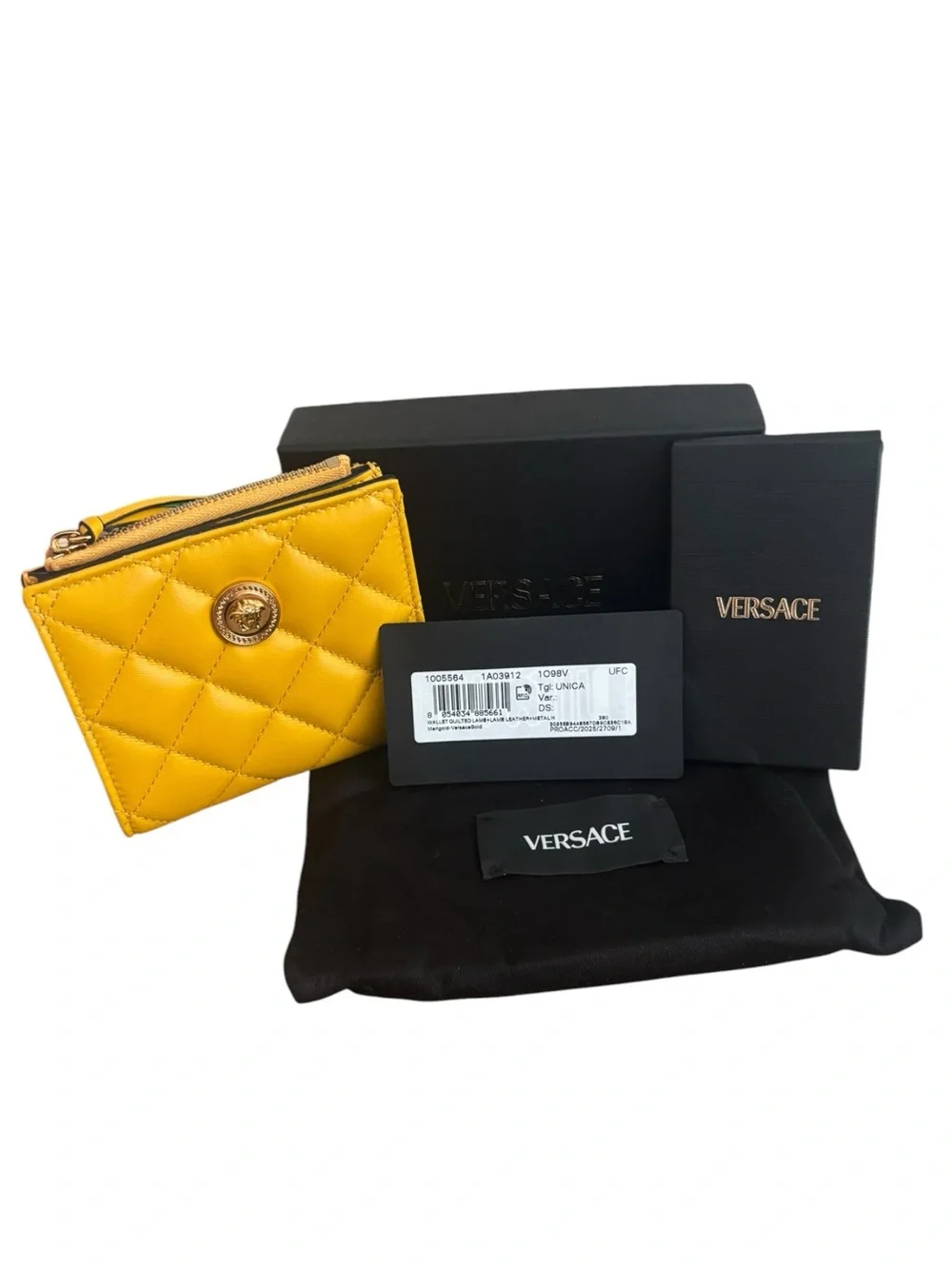 Versace La Medusa Marigold Quilted Lamb Wallet